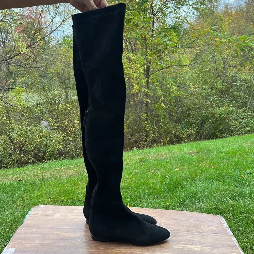Brian Atwood Women Boot Over The Knee Thigh High Size 6 Pointed Black Suede